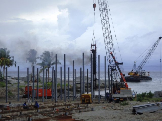 Pile Driving Works using Diesel Hammer